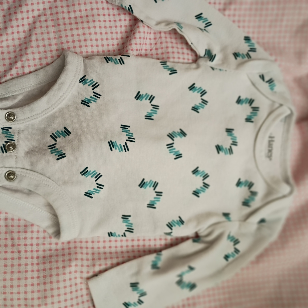 Stylish White and Green Baby One Piece Onesie